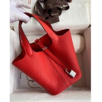 Shop Best Hermes Picotin Lock Bag 18cm/22cm in Taurillon Clemence Leather H0701 Red/Silver (Full Handmade)