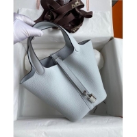 Buy Cheap Hermes Picotin Lock Bag 18cm/22cm in Taurillon Clemence Leather H0701 Grail Blue/Silver (Full Handmade)