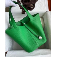 Cheap Design Hermes Picotin Lock Bag 18cm/22cm in Taurillon Clemence Leather H0701 Bamboo Green/Silver (Full Handmade)