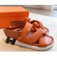 Best Grade Hermes Electric Sandals in Technical Fabric Orange 326101