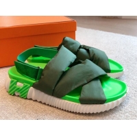 Good Looking Hermes Electric Sandals in Technical Fabric Green 326107