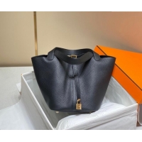 Top Quality Hermes Picotin Lock Bag 22cm in Togo Calfskin 11287 Black/Gold 2023