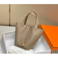 Traditional Specials Hermes Picotin Lock Bag 18cm/22cm in Togo Calfskin 11287 Dove Grey 2023