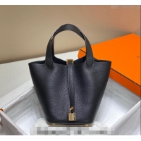 Super Quality Hermes Picotin Lock Bag 18cm in Togo Calfskin 11287 Black/Gold 2023