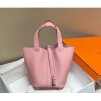 Promotional Hermes Picotin Lock Bag 18cm/22cm in Togo Calfskin 11287 Cream Pink/Silver 2023