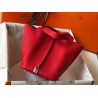 Top Quality Hermes Picotin Lock Bag 18cm/22cm in Togo Calfskin 11287 Red/Silver 2023