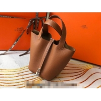 Best Price Hermes Picotin Lock Bag 18cm/22cm in Togo Calfskin 11287 Golden Brown/Silver 2023