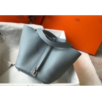 New Fashion Hermes Picotin Lock Bag 18cm/22cm in Togo Calfskin 11287 Line Blue/Silver 2023