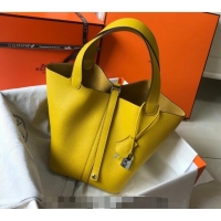 Well Crafted Hermes Picotin Lock Bag 18cm/22cm in Togo Calfskin 11287 Amber Yellow/Silver 2023