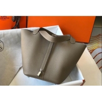 Super Quality Hermes Picotin Lock Bag 18cm/22cm in Togo Calfskin 11287 Dove Grey/Silver 2023