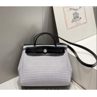 Top Quality Hermes Herbag Zip Bag PM 31cm in Check Canvas 0521 Black/White 2024