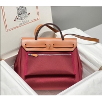 Luxury Discount Hermes Herbag Zip Bag PM 31cm in Canvas 0521 Bordeaux Red 2024