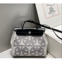 Top Design Hermes Herbag Zip Bag PM 31cm in Printed Canvas with "Circuit 24" H1058 motif Black