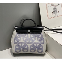 Famous Brand Hermes Herbag Zip Bag PM 31cm in Printed Canvas with "Circuit 24" H1058 motif Blue 2024