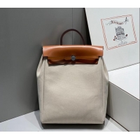 Cheapest Hermes Herbag A Dos Zip Backpack Bag 29cm in Canvas H0521 Brown/Apricot 2024