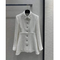 Grade Discount Chanel Tweed Jacket Dress CH051709 White 2024