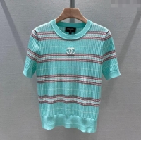 ​Trendy Design Chanel Knit Short-Sleeved Sweater CH051711 Blue 2024