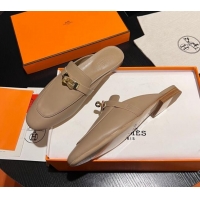 Low Cost Hermes OZ Mules in Smooth Calfskin H041807 Apricot 041807