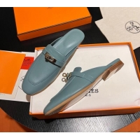 Popular Style Hermes OZ Mules in Smooth Calfskin H041808 Blue 041808