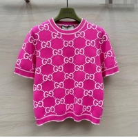 New Design Gucci GG Short-sleeved Sweater G051733 Pink 2024