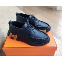 Fashion Hermes Increase Sneakers in Calfskin Dark Blue 425114