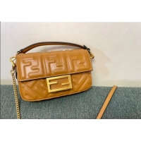 Inexpensive Fendi Baguette Mini Nappa Leather Bag F0135 Caramel Brown 2024