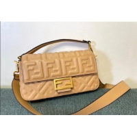 Top Grade Fendi Baguette Medium Nappa Leather Bag FM0135 Apricot 2024