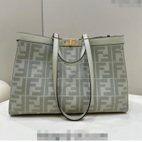 Most Popular Fendi Medium X-Tote Bag in FF Canvas 8265A Light Green 2024