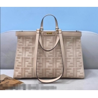 Good Looking Fendi Peekaboo X-Tote FF Canvas Tote Bag 8265A Powder Pink 2024