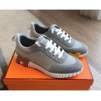 Buy Luxury Hermes Bouncing Sneakers in Technical Mesh and Suede Grey/Brown 425129