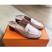 Pretty Style Hermes Infinie Slingback Pumps 5cm in Lambskin Pink 425133