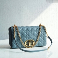 Promotional Dior Large Caro Chain Bag in Soft Cannage Calfskin CD2203 Cloud Blue 2024