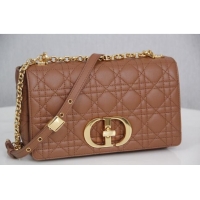 Cheapest Dior Medium Caro Chain Bag in Soft Cannage Calfskin CD2202 Brown 2024