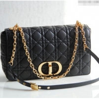 Best Quality Dior Large Caro Chain Bag in Soft Cannage Calfskin CD2203 Black 2024