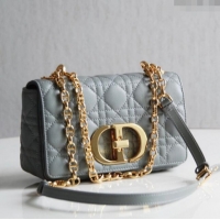 Top Quality Dior Small Caro Chain Bag in Soft Cannage Calfskin CD2201 Gray 2024