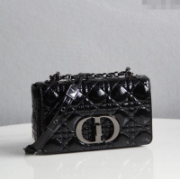 Popular Style Dior Small Caro Chain Bag in Patent Cannage Lambskin CD2227 Black 2024