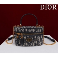 Super Quality Dior 30 Montaigne Mini Vanity Case in  Dior Oblique Jacquard CD3001 Blue 2024