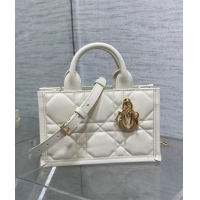 Inexpensive Dior Mini Book Tote Bag in Macrocannage Calfskin with Strap CD3011 White 2024