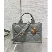 Best Quality Dior Mini Book Tote Bag in Macrocannage Calfskin with Strap CD3011 Grey 2024