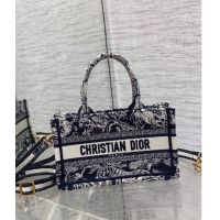 Top Quality Dior Mini Book Tote Bag with Strap in Blue Toile de Jouy Reverse Embroidery CD3018 Blue 2024