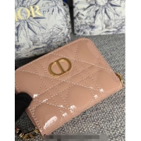 Well Crafted Dior Caro Zipped Wallet in Patent Cannage Calfskin 0523 Nude 2024