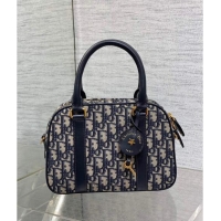 Luxurious Dior Medium D-Vibe Bowling Bag in Oblique Jacquard CD3037 Blue 2024