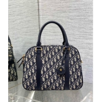 Pretty Style Dior Large D-Vibe Bowling Bag in Oblique Jacquard CD3038 Blue 2024