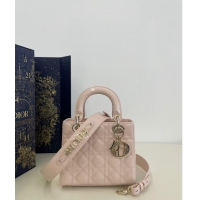 Good Taste Dior Small Lady My ABCDior Bag in Cannage Patent Calfskin 0523 Powder Pink 2024