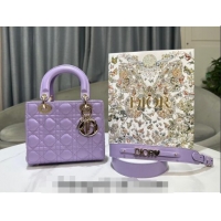 Famous Brand Dior Small Lady My ABCDior Bag in Cannage Lambskin 0523 Lilac Purple 2024