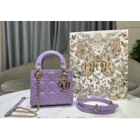 Well Crafted Dior Micro Lady Dior Bag in Cannage Lambskin 0523 Lilac Purple 2024