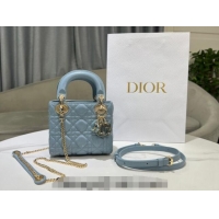 Promotional Dior Mini Lady Dior Bag in Cannage Lambskin 0523 Sky Blue 2024