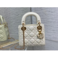 Super Quality Dior Mini Lady Dior Bag in Cannage Lambskin 0523 White 2024