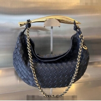 Buy Discount Bottega Veneta Sardine Top handle Bag With Chain Intrecciato Leather 776768 Space Blue 2024