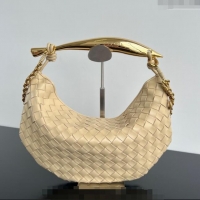 Grade Quality Bottega Veneta Sardine Top handle Bag With Chain Intrecciato Leather 776768 Porridge Beige 2024